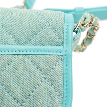 Chanel Mini Cc Quilted Denim Messenger Flap