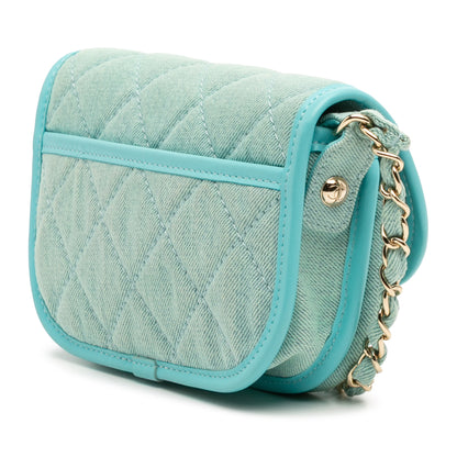 Chanel Mini Cc Quilted Denim Messenger Flap