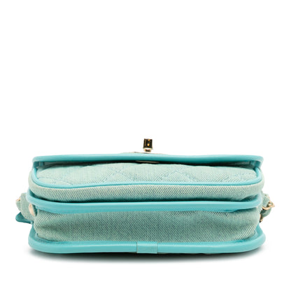 Chanel Mini Cc Quilted Denim Messenger Flap