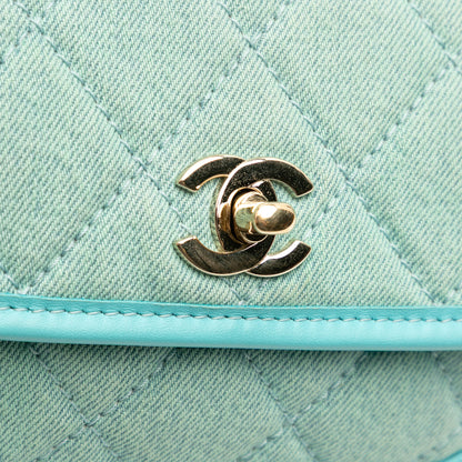 Chanel Mini Cc Quilted Denim Messenger Flap