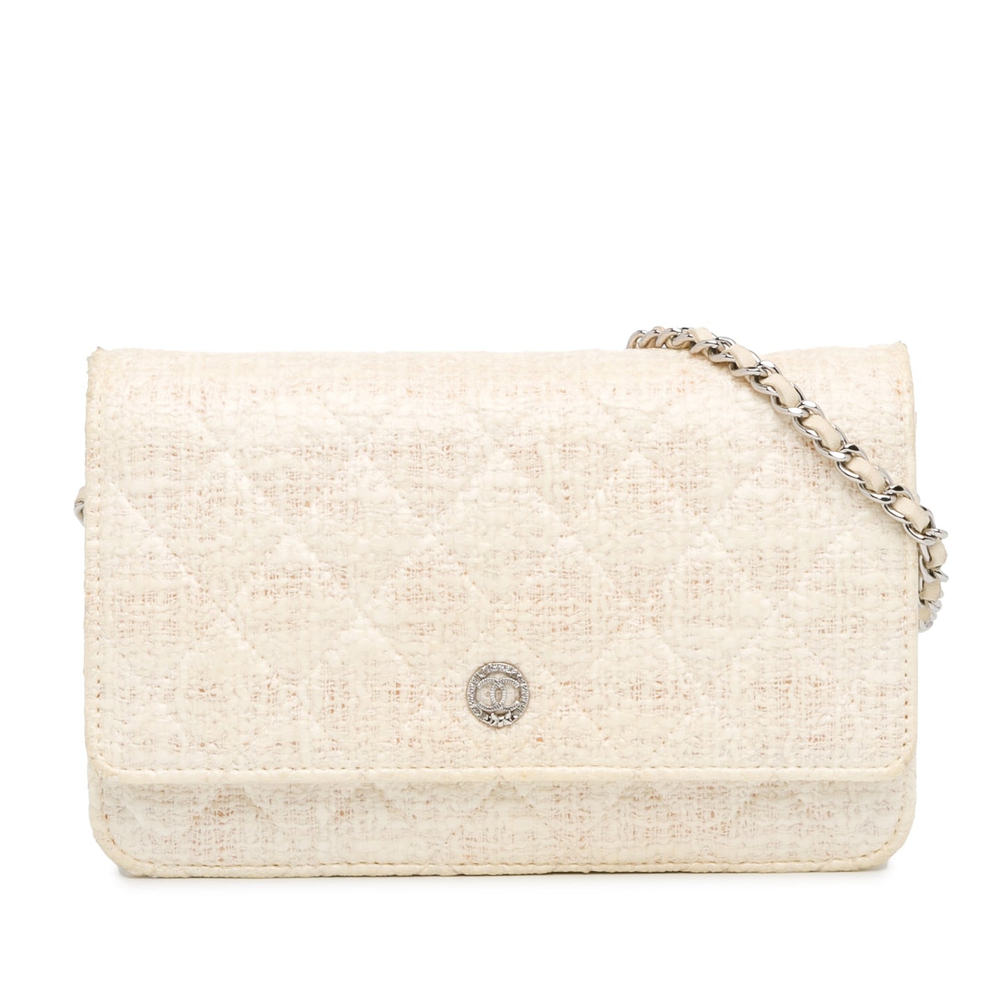 Chanel Cc Coated Tweed Wallet On Chain