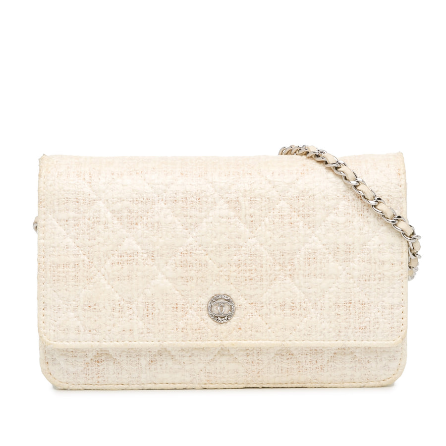 Chanel Cc Coated Tweed Wallet On Chain