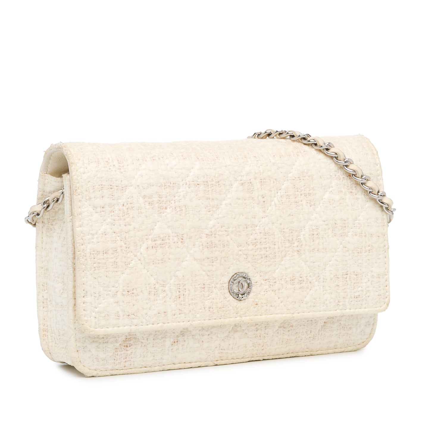 Chanel Cc Coated Tweed Wallet On Chain