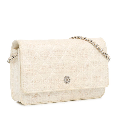 Chanel Cc Coated Tweed Wallet On Chain