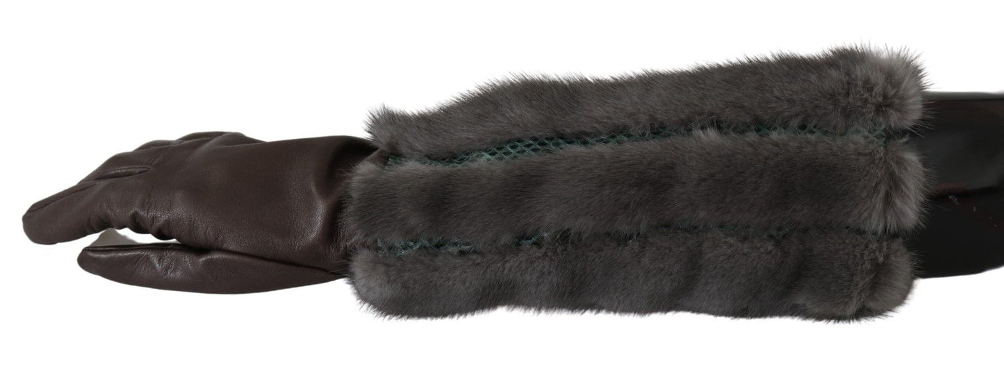 Dolce & Gabbana Elegant Mid-Arm Leather Gloves In Brown
