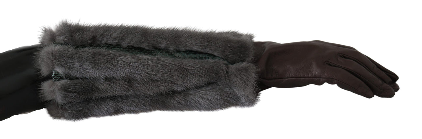 Dolce & Gabbana Elegant Mid-Arm Leather Gloves In Brown
