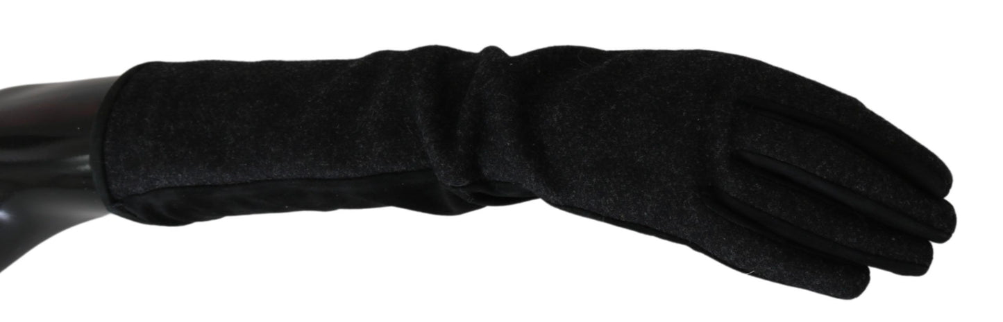 Dolce & Gabbana Elegant Mid-Length Wool Gloves In Black