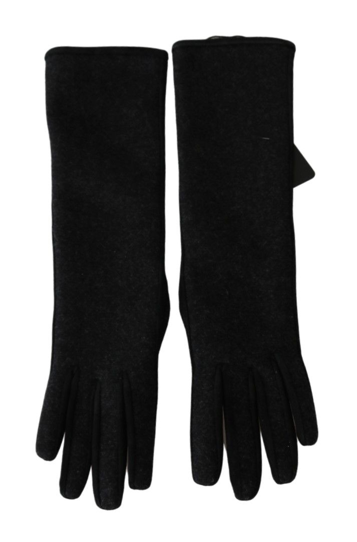Dolce & Gabbana Elegant Mid-Length Wool Gloves In Black