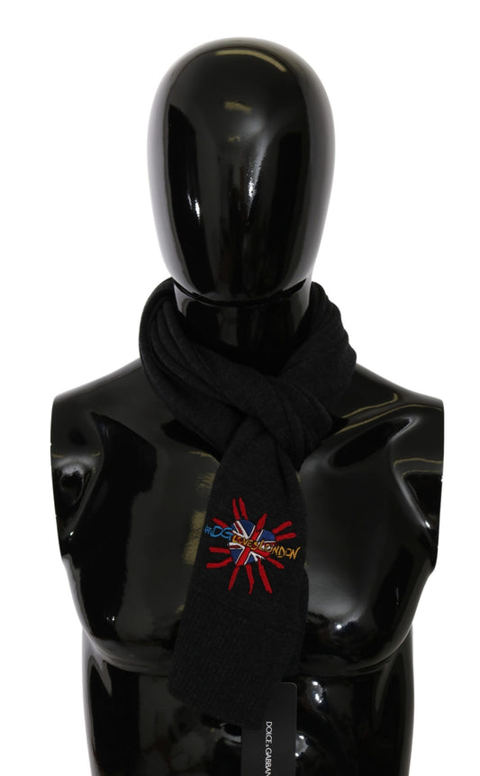 Dolce & Gabbana Elegant Virgin Wool Men'S Scarf With Embroidery