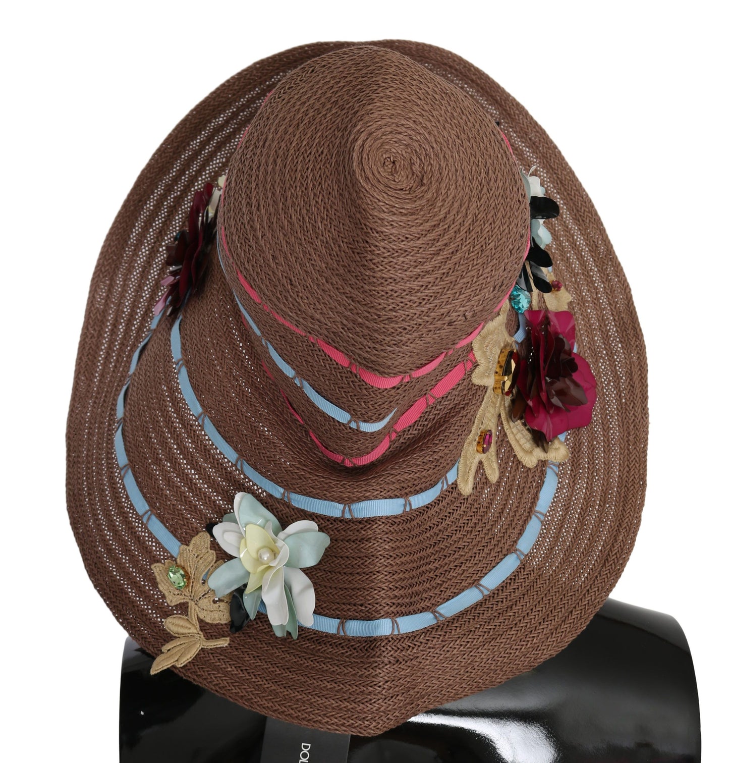 Dolce & Gabbana Elegant Floppy Straw Hat With Floral Accents
