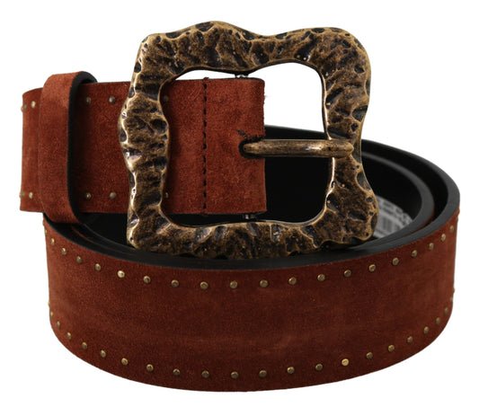 Dolce & Gabbana Elegant Suede Leather Belt With Gold Studs