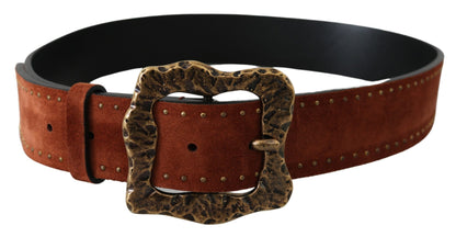 Dolce & Gabbana Elegant Suede Leather Belt With Gold Studs