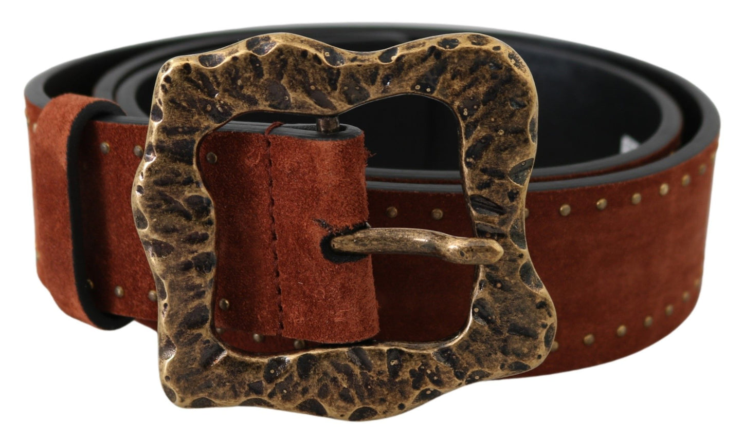 Dolce & Gabbana Elegant Suede Leather Belt With Gold Studs