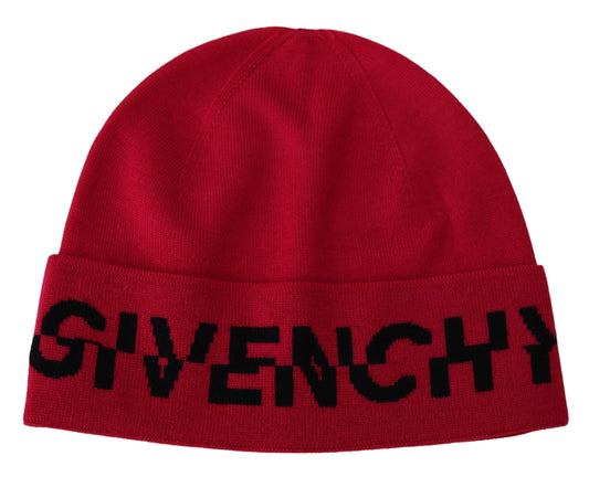 Givenchy Elegant Wool Beanie With Signature Contrast Logo