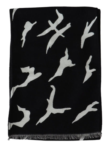 Givenchy Elegant Unisex Wool-Silk Scarf In Black & White