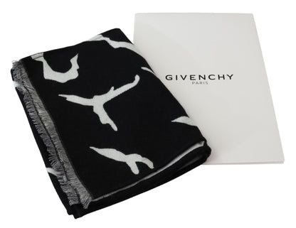 Givenchy Elegant Unisex Wool-Silk Scarf In Black & White