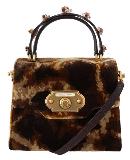 Dolce & Gabbana Elegant Giraffe Pattern Welcome Bag With Gold Accents