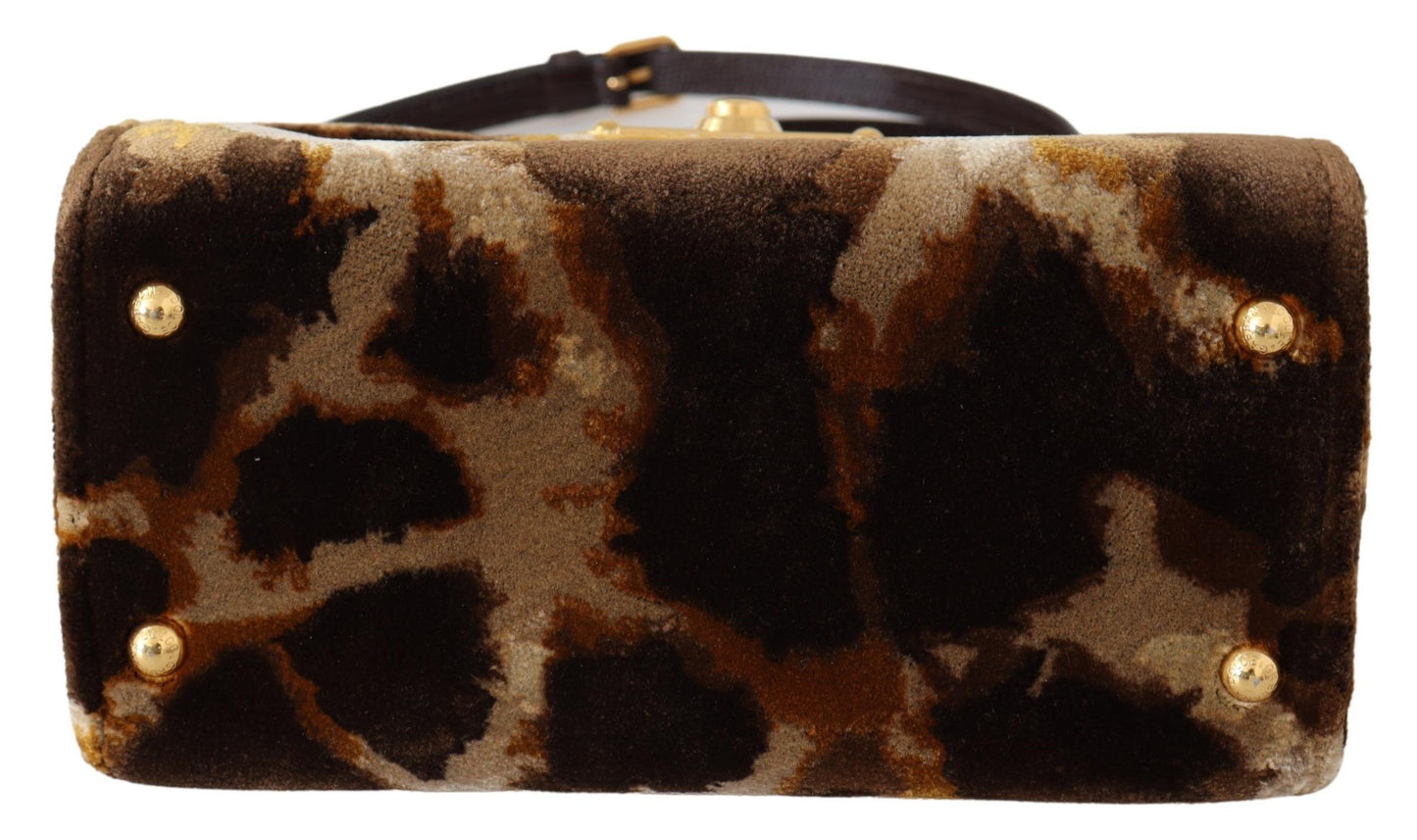 Dolce & Gabbana Elegant Giraffe Pattern Welcome Bag With Gold Accents