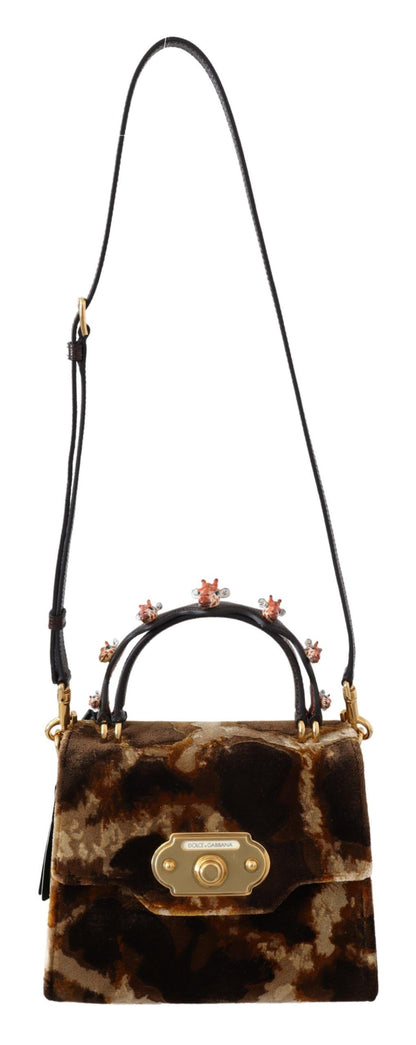Dolce & Gabbana Elegant Giraffe Pattern Welcome Bag With Gold Accents