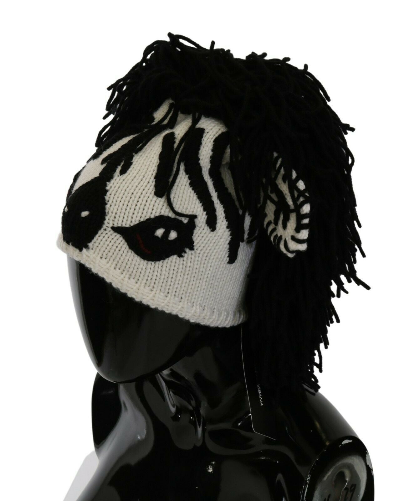 Dolce & Gabbana Black And White Knitted Cashmere Beanie