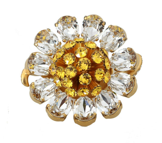 Dolce & Gabbana Crystal Flower Statement Ring Size Us 7.5