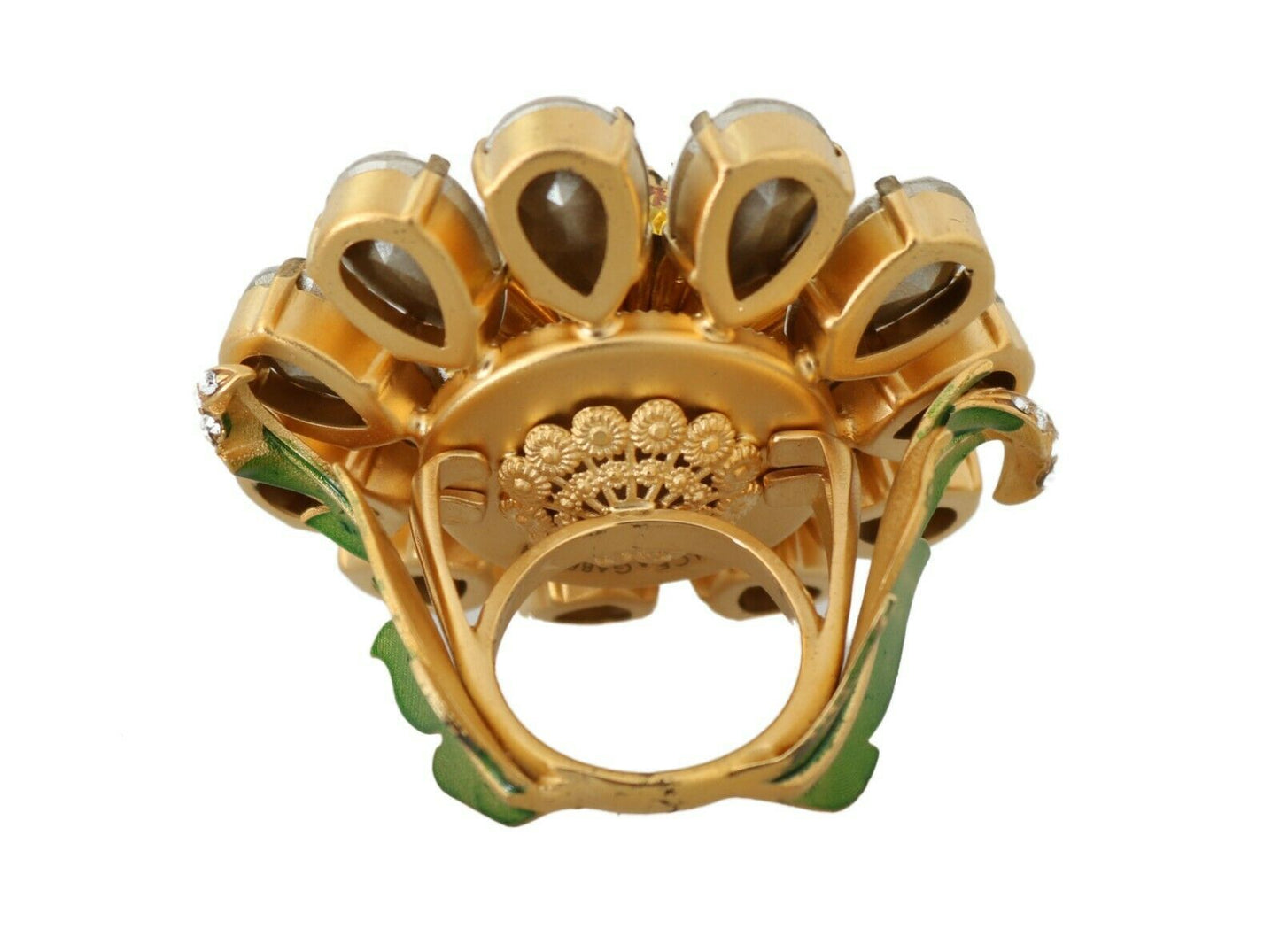 Dolce & Gabbana Crystal Flower Statement Ring Size Us 7.5