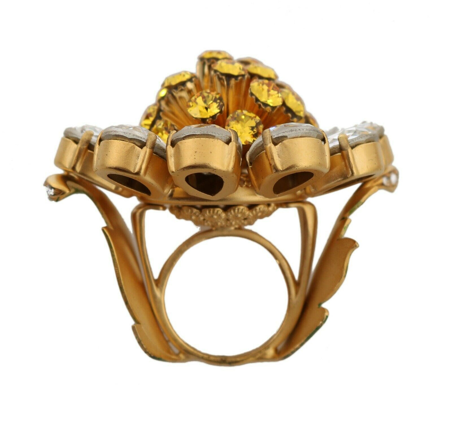 Dolce & Gabbana Crystal Flower Statement Ring Size Us 7.5