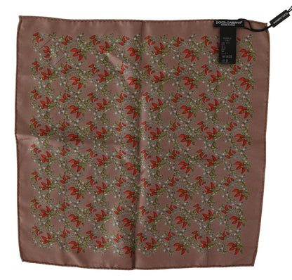 Dolce & Gabbana Elegant Brown Silk Pocket Square With Carrot Print
