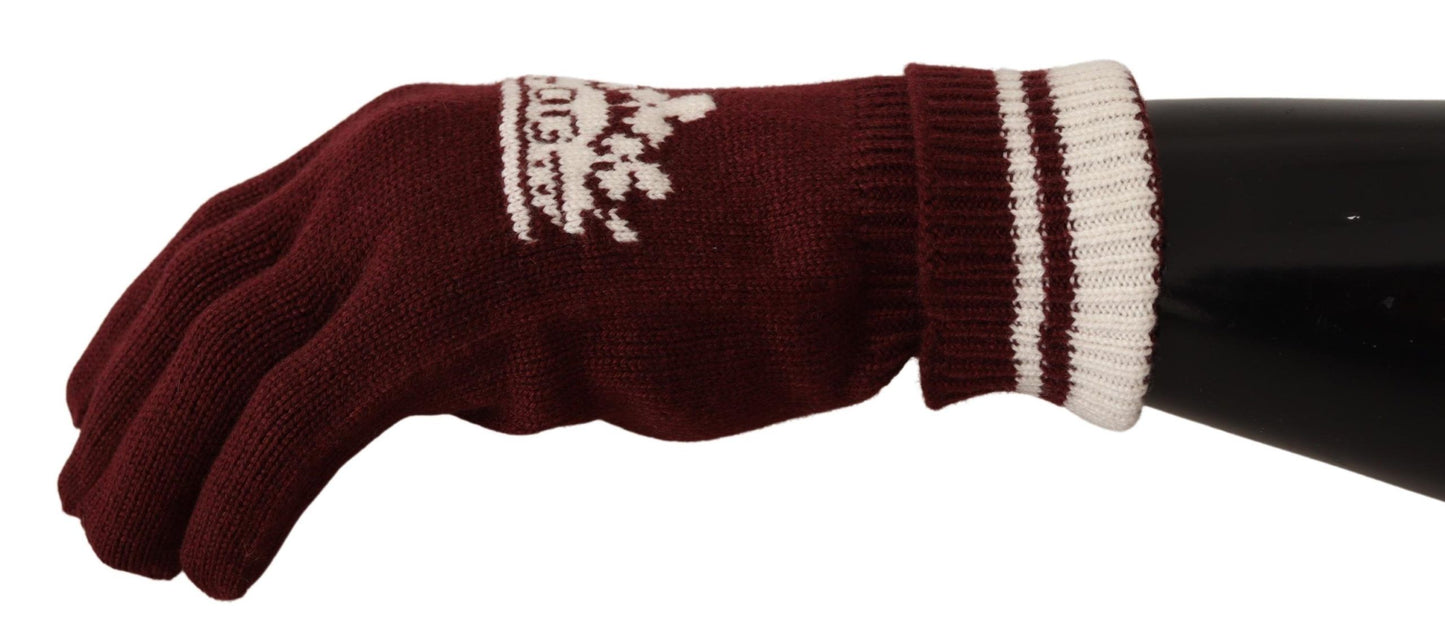 Dolce & Gabbana Elegant Red Cashmere Gloves With Crown Motif