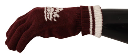 Dolce & Gabbana Elegant Red Cashmere Gloves With Crown Motif