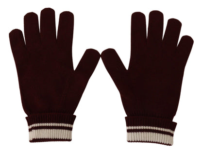 Dolce & Gabbana Elegant Red Cashmere Gloves With Crown Motif