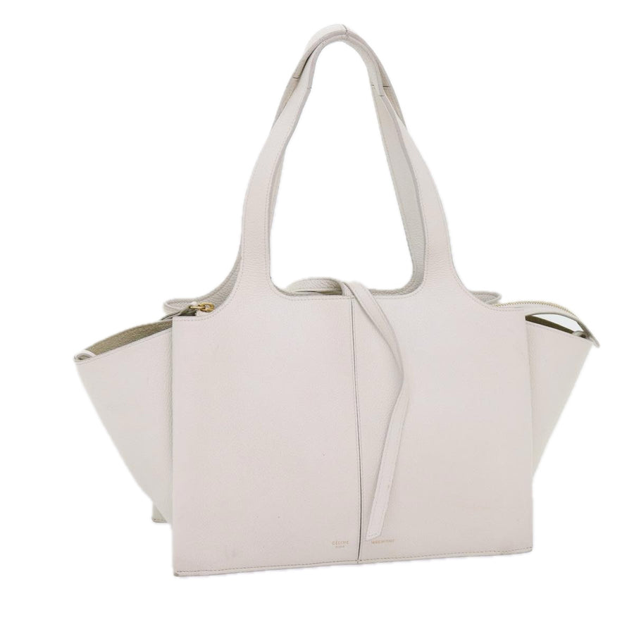 Celine Elegant White Leather Shoulder Bag by a Renowned Luxury Brand