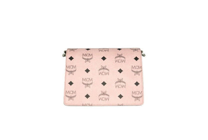 Mcm Signature Soft Pink Diamond Logo Leather Mini Flap Lock Crossbody Handbag