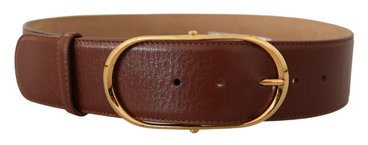 Dolce & Gabbana Elegant Brown Leather Belt With Gold Buckle