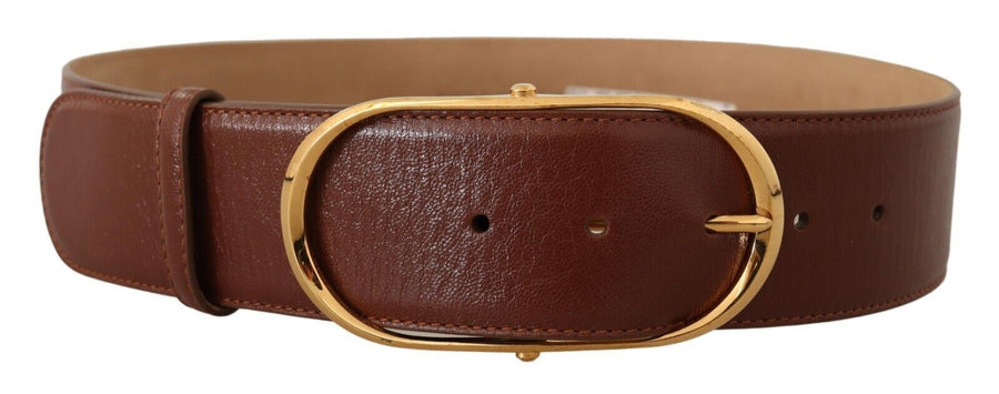 Dolce & Gabbana Elegant Brown Leather Belt With Gold Buckle