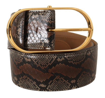 Dolce & Gabbana Elegant Brown Leather Belt With Gold Buckle
