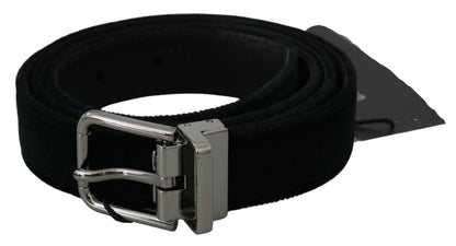 Dolce & Gabbana Elegant Black Leather Belt With Velvet Interior