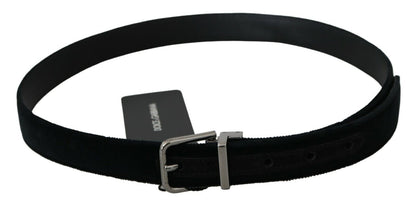 Dolce & Gabbana Elegant Black Leather Belt With Velvet Interior