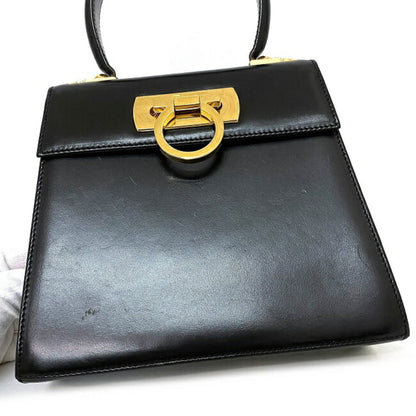 Salvatore Ferragamo Black Leather Gancini