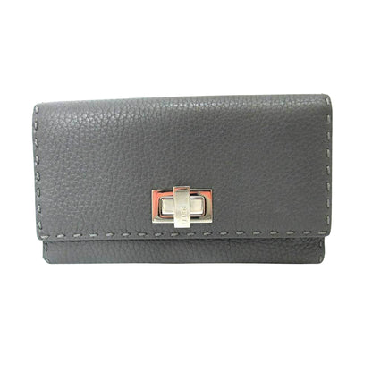 Fendi Gray Leather Selleria