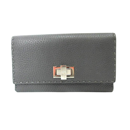 Fendi Gray Leather Selleria