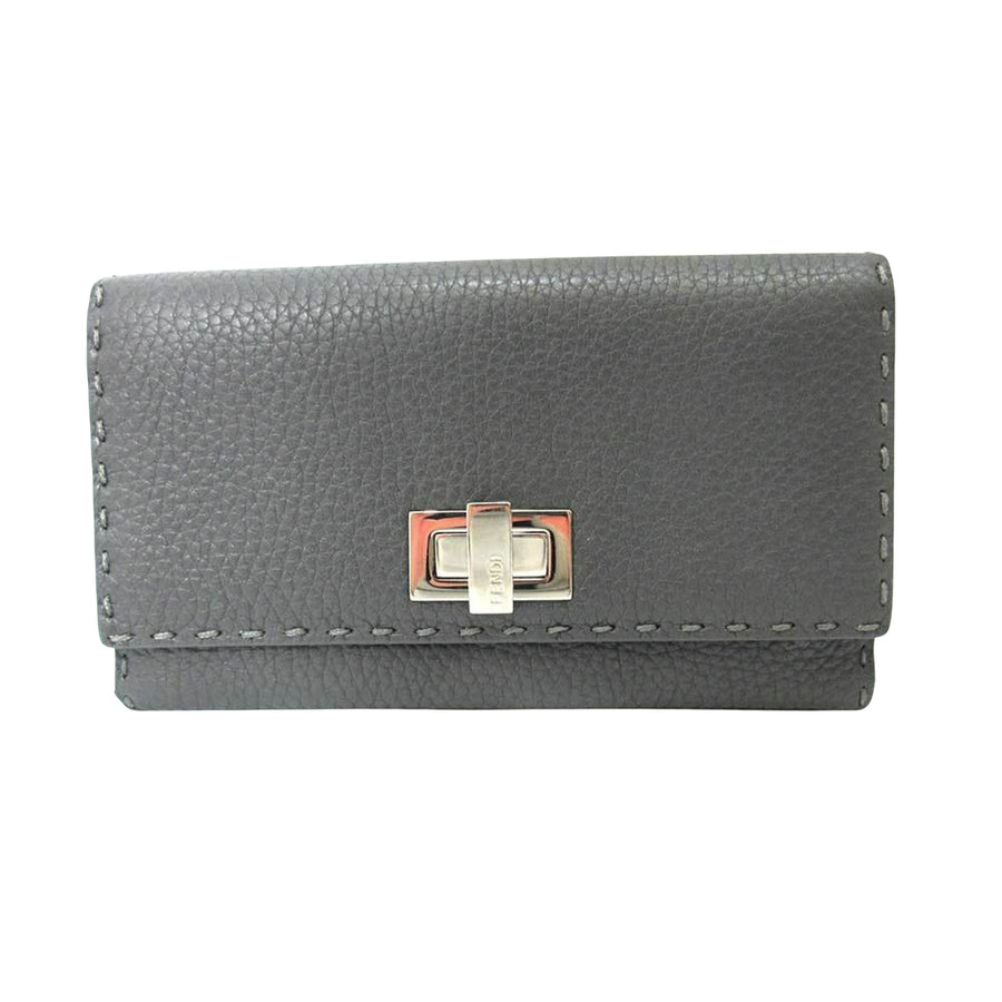 Fendi Gray Leather Selleria