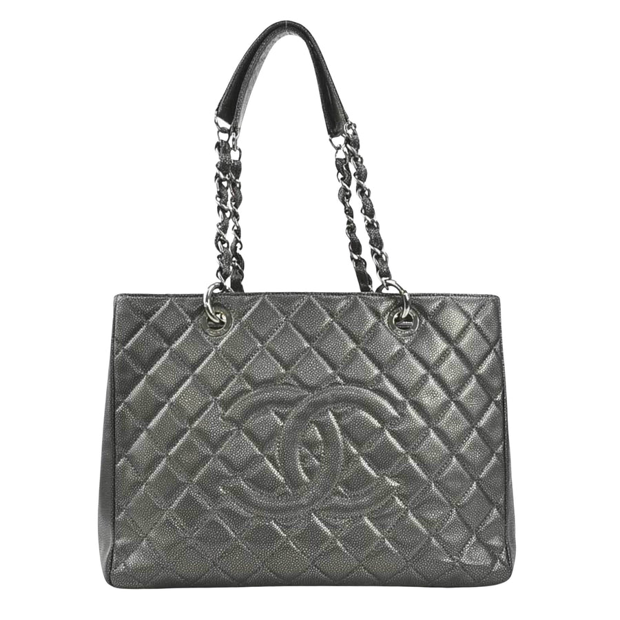 Chanel Classic Quilted Tote Gunmetal Leather