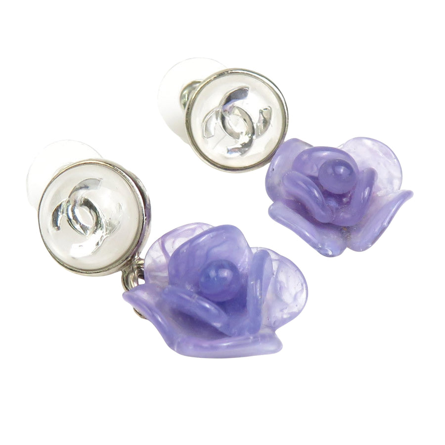 Chanel Rose Earring Purple Resin