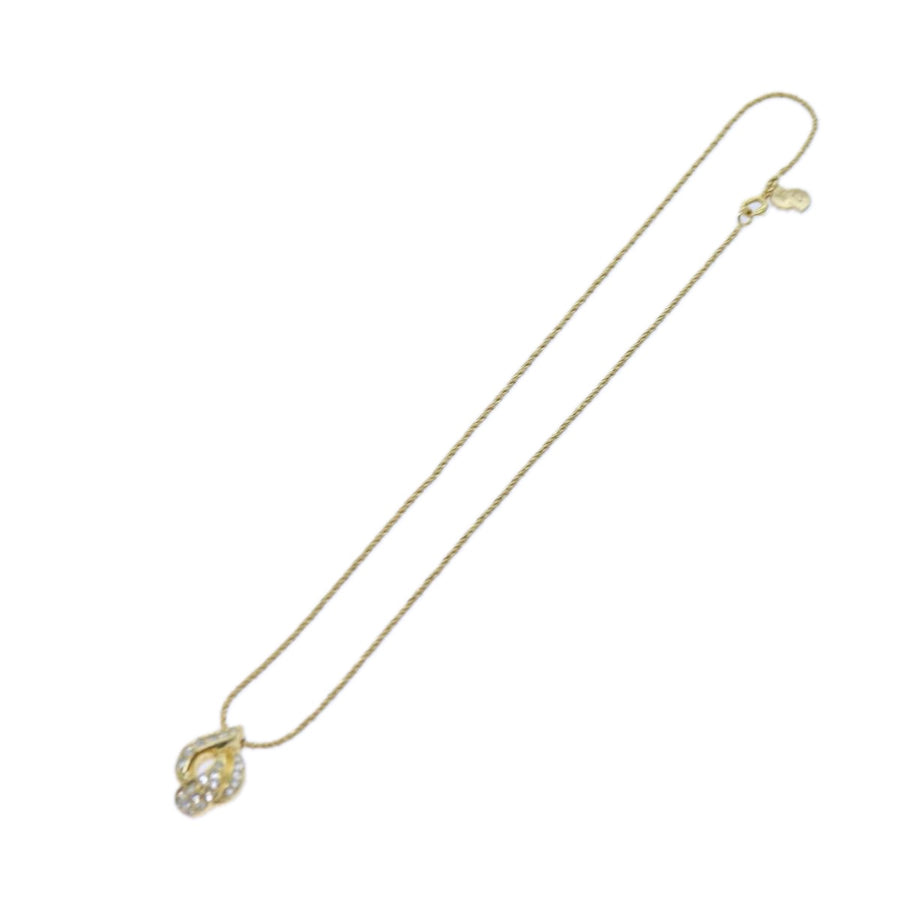 Dior Vintage Crystal Necklace Gold Chain