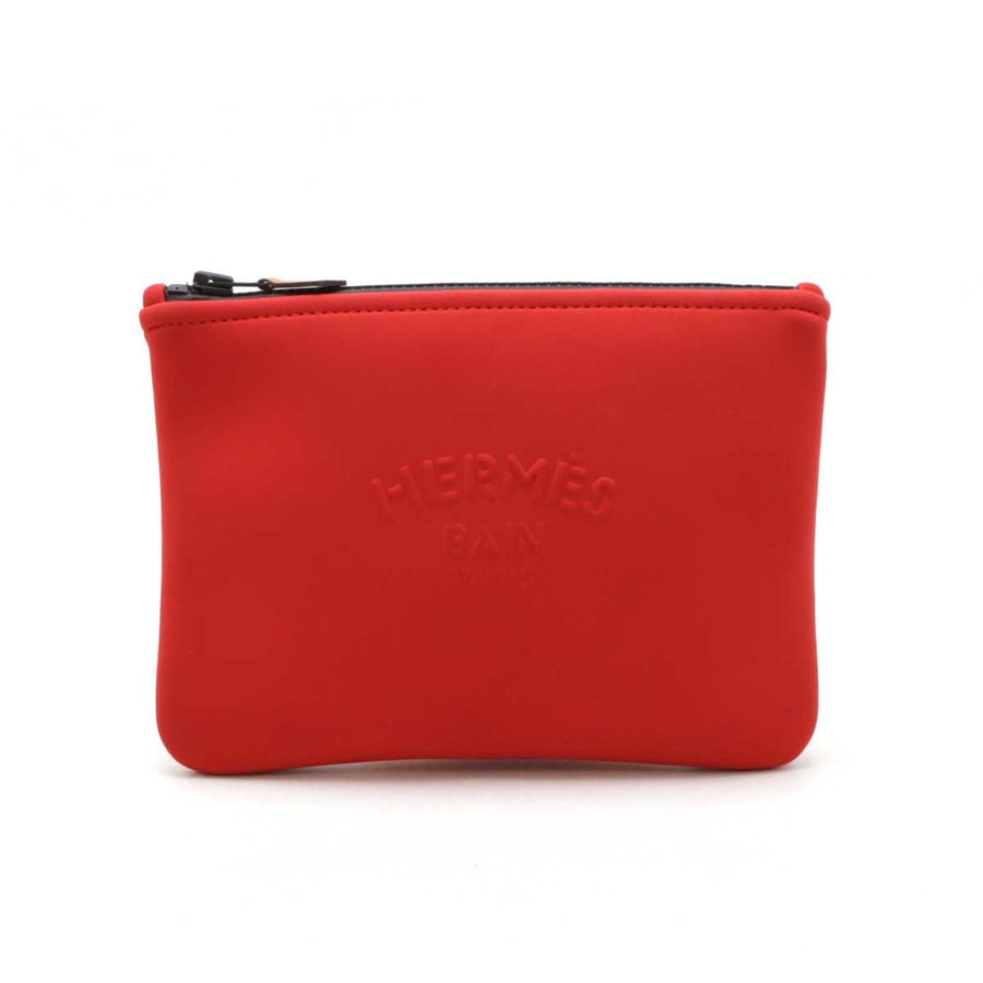 Hermes Neoprene Pouch Red Clutch