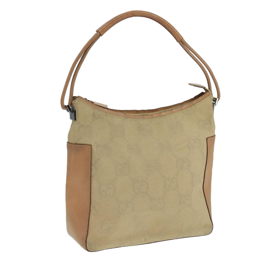 Gucci Beige Canvas Leather Shoulder Bag