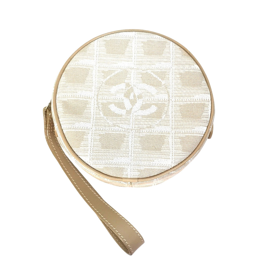 Chanel Round Clutch Beige Canvas