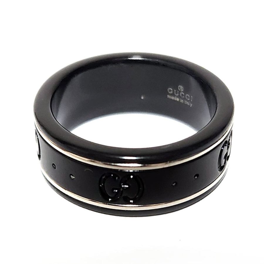 Gucci Black Ceramic Ring GG Logo Band