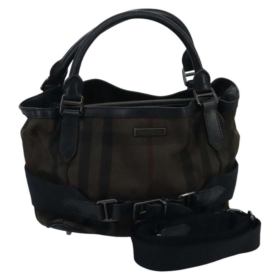 Burberry Olive Green Canvas Leather Handbag